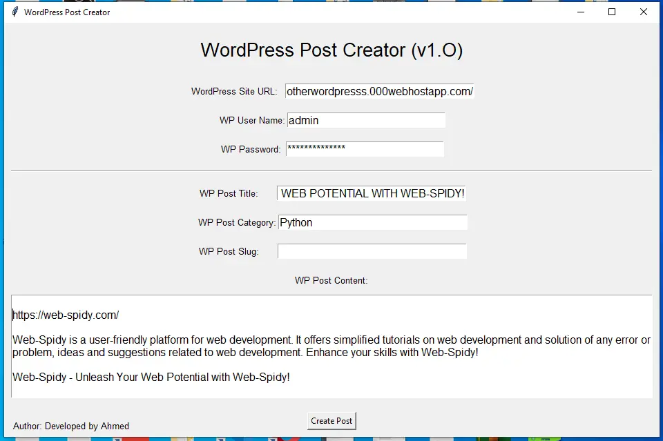 WordPress Post Creator Screentshot-1