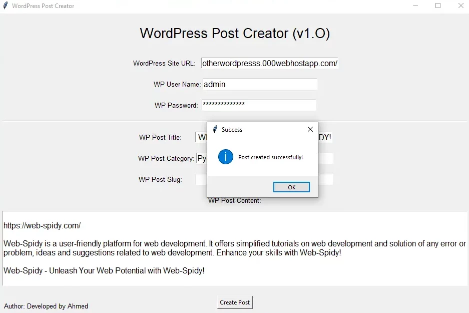 WordPress Post Creator Screentshot-2